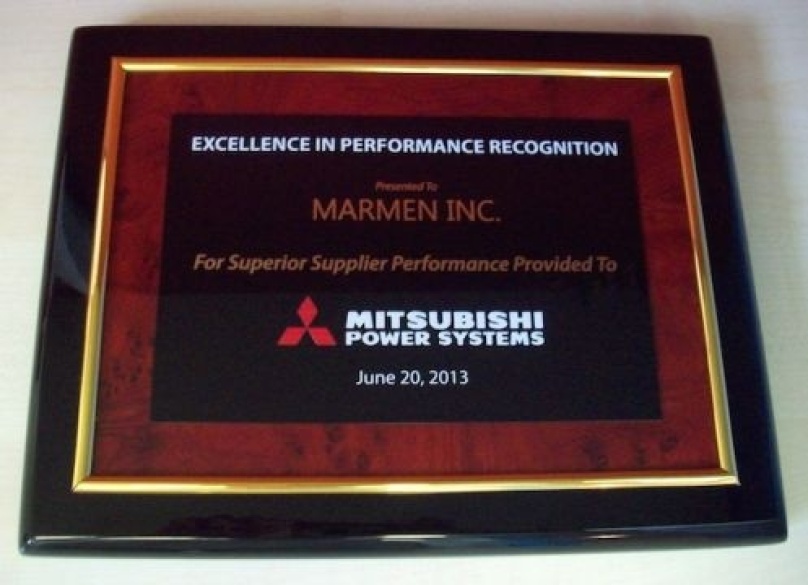 Marmen named Supplier of the Year by Mitsubishi Power Systems Americas