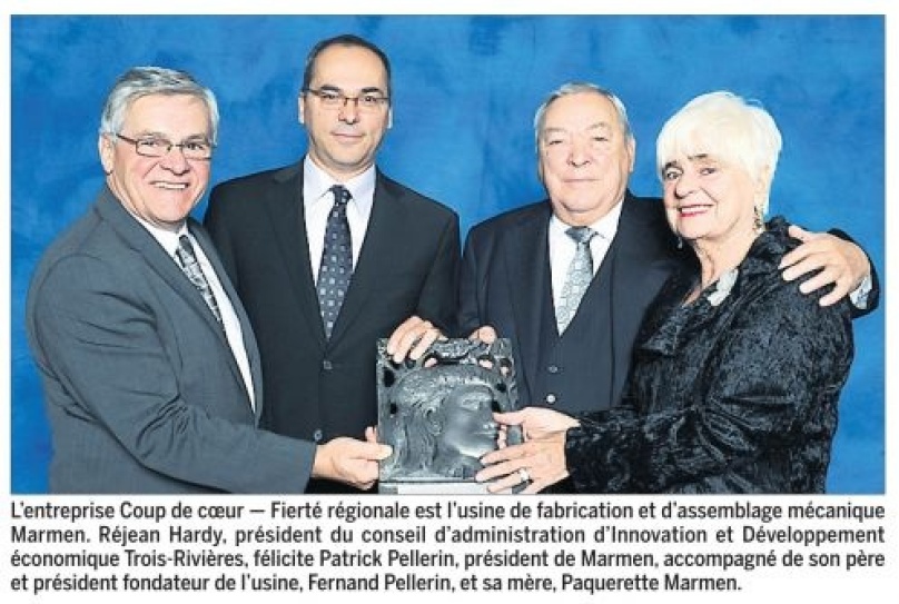 Marmen, récipiendaire au Gala Radisson 2011